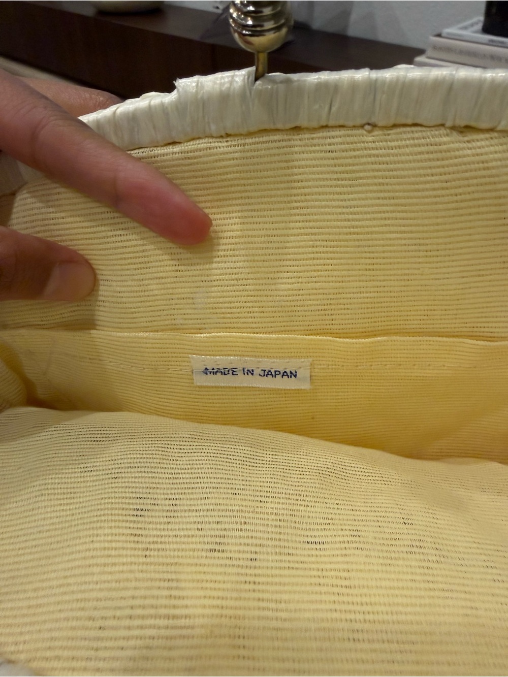 True Vintage Cream Woven Raffia / Straw Clasp Pouch Clutch Bag - Made in Japan - Picture 5 of 5